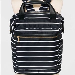 Black and White Striped Backpack Work Bag